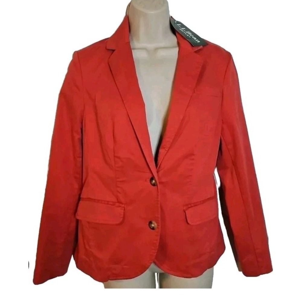 L.L. Bean Women's Petite XS Classic‎ Blazer Two Button Career Preppy Salmon NWT